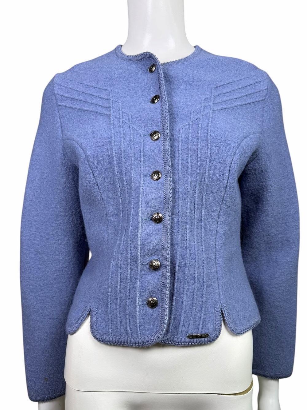 Geiger Tyrol Austria Pure New Wool Boiled Wool Cardigan Jacket EU 40 US 8 Vtg